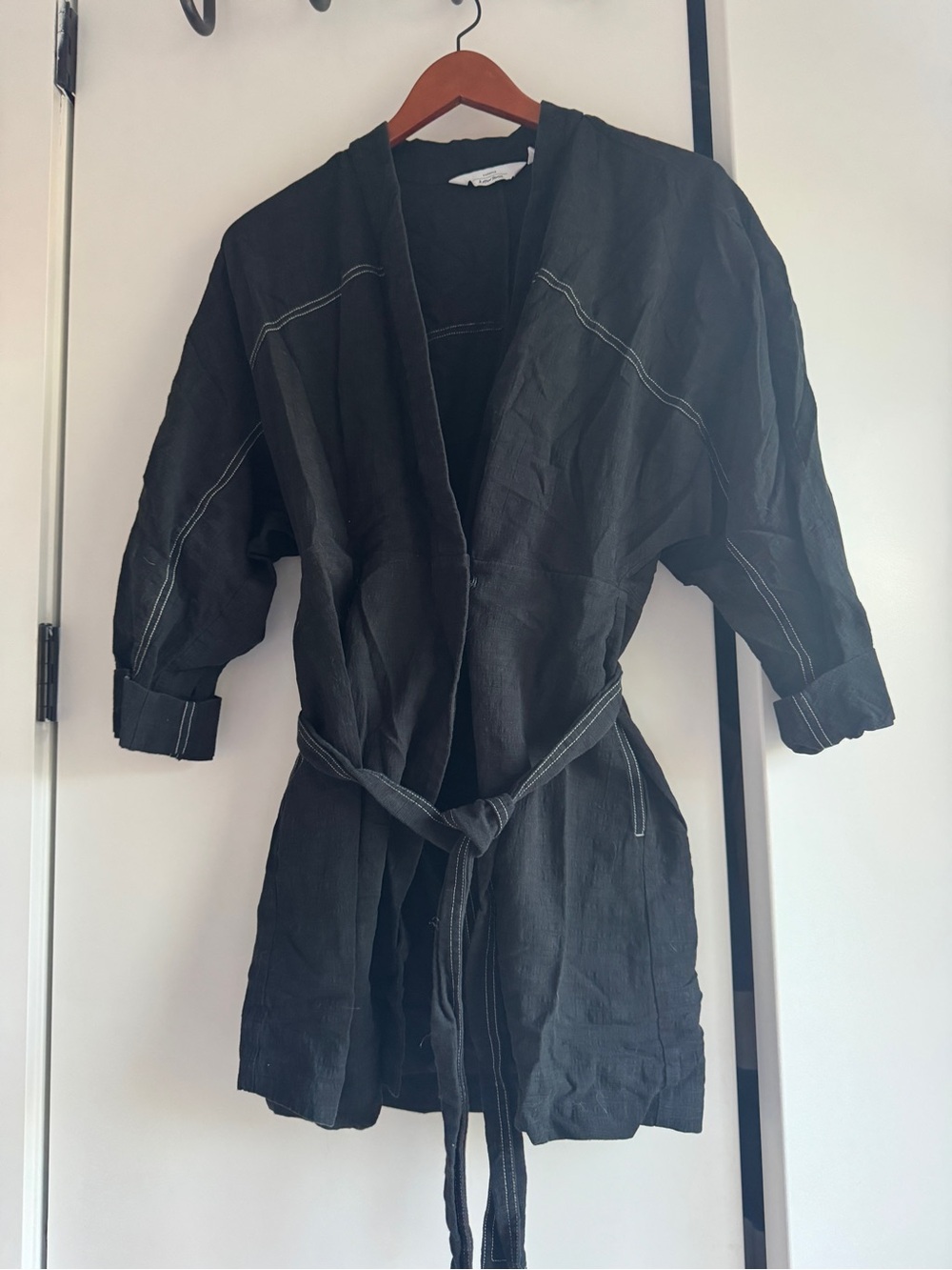 & Other Stories Black Women's Belted Open-Front Jacket Coat